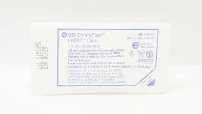 BD 930299 ChloraPrep FREPP Clear 1.5 mL Applicator